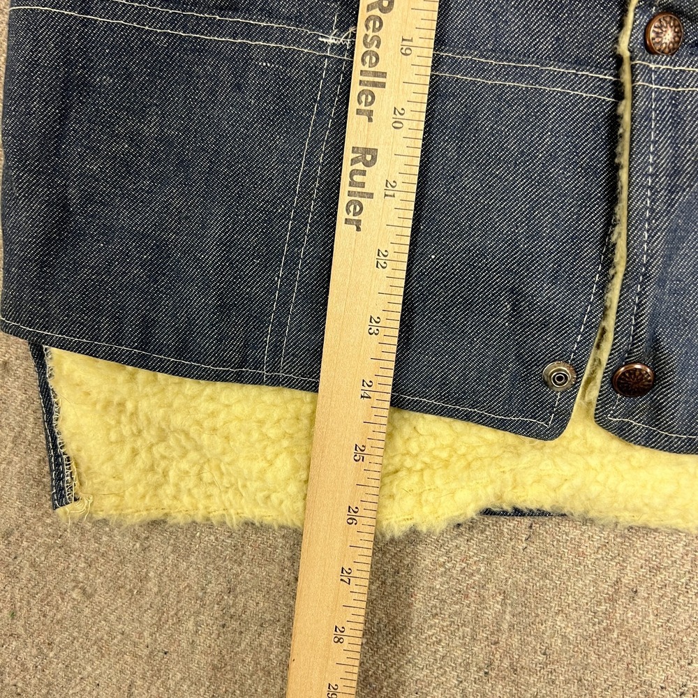 Vintage Sears Denim Vest Mens Small Blue‎ 1970s Fleeced Snap Work Wear - Picture 10 of 11